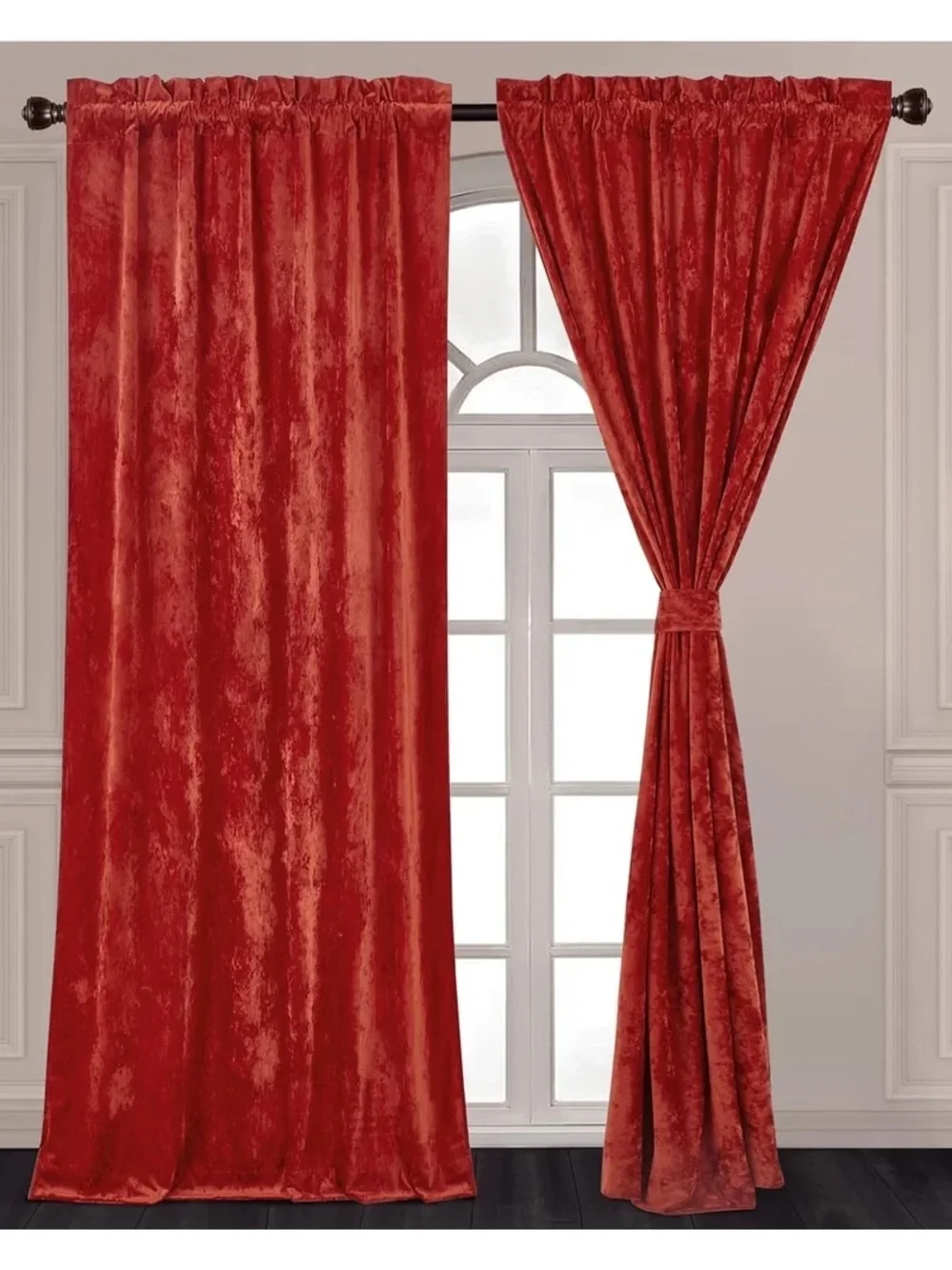 Brick Velvet Curtain Panel
